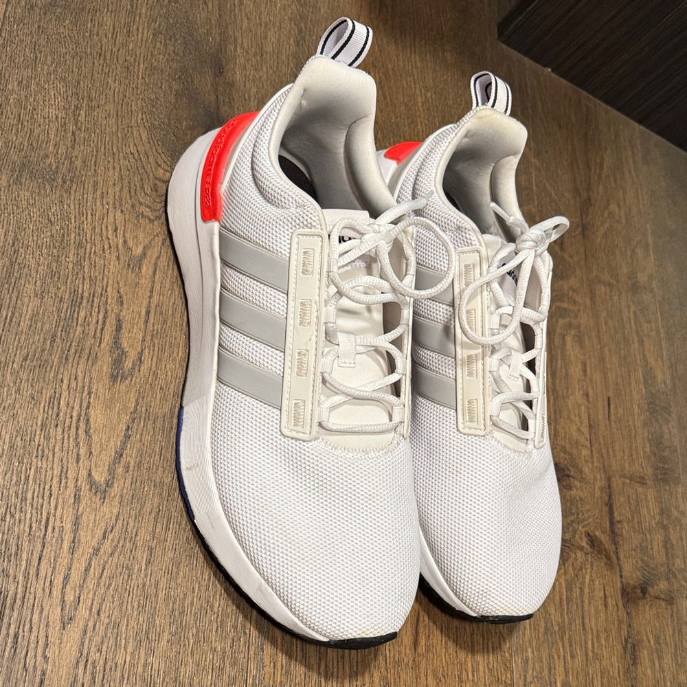 Adidas White Sneakers with Red Highlights